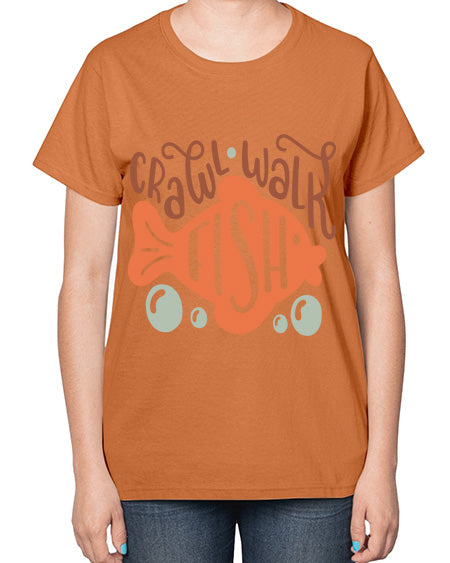 crawl walk fish 63# - shark-fish-  Ladies T-Shirt