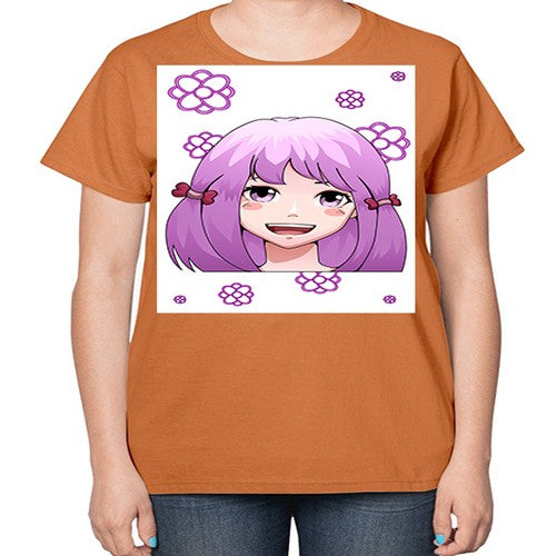cute ponytails purple hair girl 63# - anime-  Ladies T-Shirt
