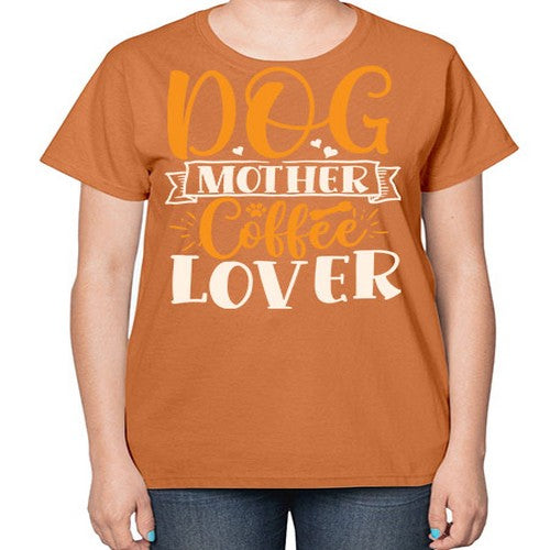dog mother coffee lover 87# - dogs-  Ladies T-Shirt
