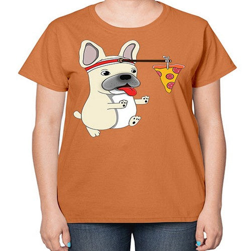 dog pizza funny shirt 90# - dogs-  Ladies T-Shirt