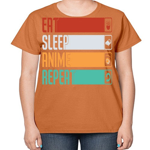 eat sleep anime repeat225# - anime-  Ladies T-Shirt
