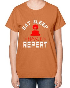 eat sleep hack repeat 48# - computer-  Ladies T-Shirt