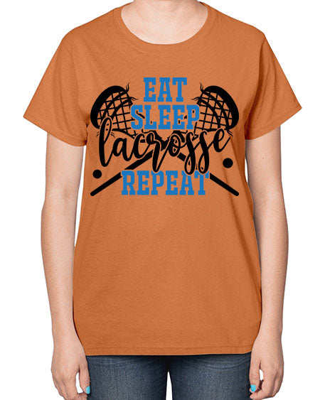 eat sleep lacrosse repeat 15# - lacrosse-  Ladies T-Shirt