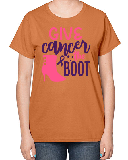 give cancer the boot Style 1# - breast cancer-  Ladies T-Shirt