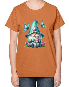 gnome with butterfly 14# - gnome-  Ladies T-Shirt