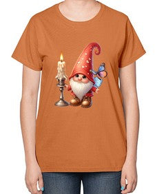 gnome with butterfly 16# - gnome-  Ladies T-Shirt
