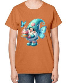 gnome with butterfly 20# - gnome-  Ladies T-Shirt