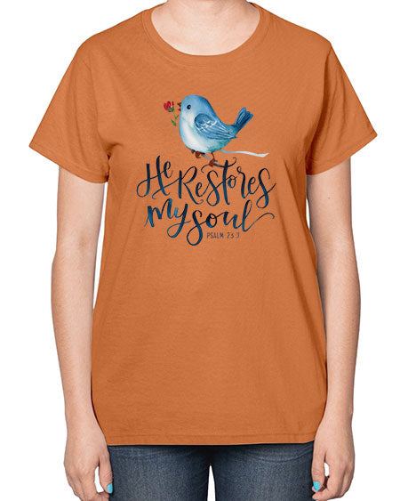 he restores my soul 39# - birds-  Ladies T-Shirt
