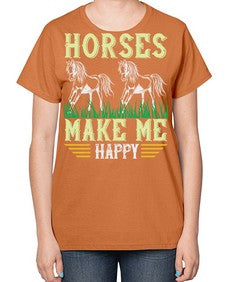 horses make me happy Style 40# - horse-  Ladies T-Shirt