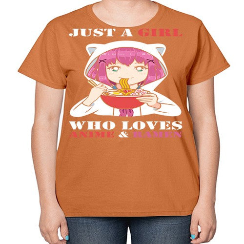 just a girl who loves anime and ramen258# - anime-  Ladies T-Shirt