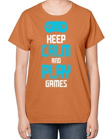 keep calm and play games 133# - video games-  Ladies T-Shirt