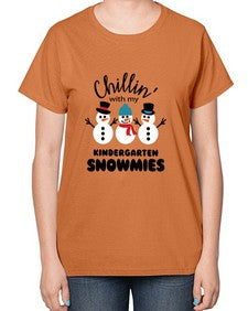 kindergarten snowmies 434# - kindergarten-  Ladies T-Shirt