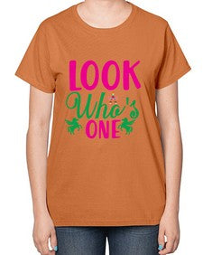 look whos one 263# - unicorn-  Ladies T-Shirt