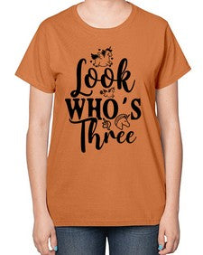 look whos three 265# - unicorn-  Ladies T-Shirt