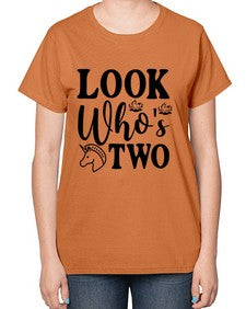 look whos two 267# - unicorn-  Ladies T-Shirt
