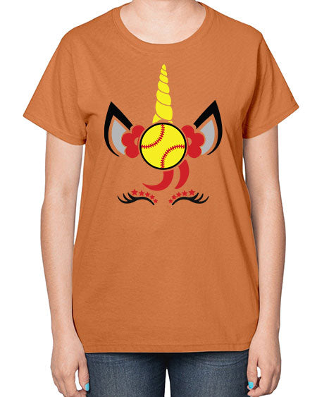 softball unicorn 401# - softball-  Ladies T-Shirt