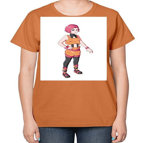 street girl wear orange outfit16# - anime-  Ladies T-Shirt