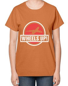 wheels up  50# - airplane-  Ladies T-Shirt