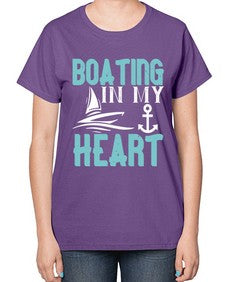Boating in my heart 13# - boats-  Ladies T-Shirt