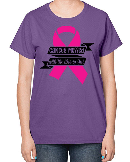 Cancer Messed with the Wrong Girl 30# - breast cancer-  Ladies T-Shirt