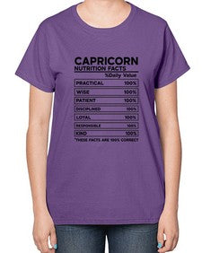Capricorn Nutrition Facts 185# - capricorn-  Ladies T-Shirt