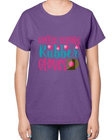 Coffee Scrubs Rubber Gloves Style 668# - nurse-  Ladies T-Shirt
