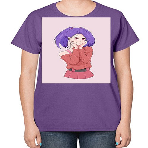Cute girl with cute pose 138# - anime-  Ladies T-Shirt