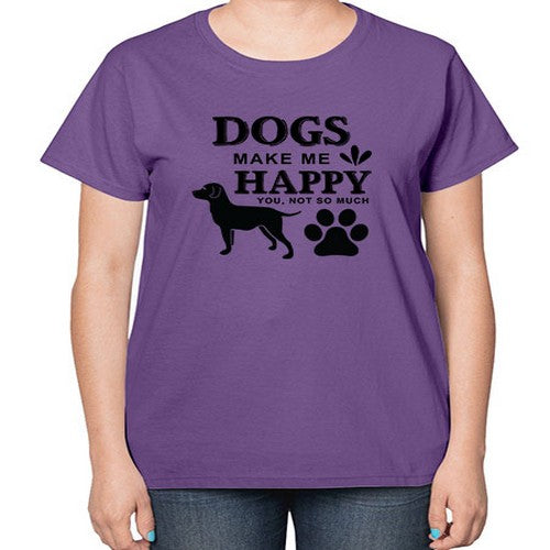 Dogs Make Me Happy Style 44# - dogs-  Ladies T-Shirt
