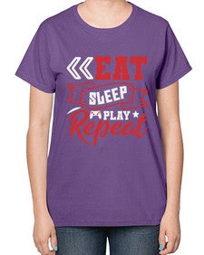 Eat Sleep Play repeat 8# - video games-  Ladies T-Shirt