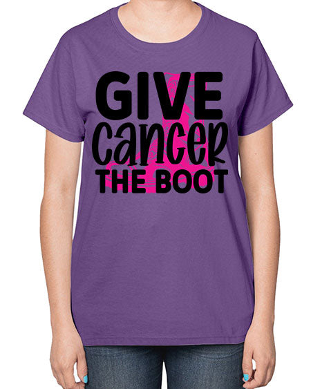 Give Cancer the Boot 25# - breast cancer-  Ladies T-Shirt