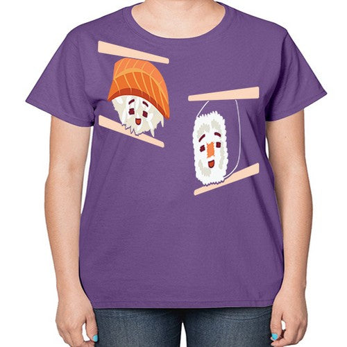 Happy Sushi Anime Kawaii Set Anime 232# - anime-  Ladies T-Shirt
