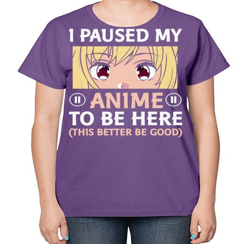 I Paused My Anime To 242# - anime-  Ladies T-Shirt