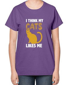I Think My Cats - cats-  Ladies T-Shirt