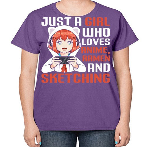 Just a girl who loves anime ramen and sketching260# - anime-  Ladies T-Shirt