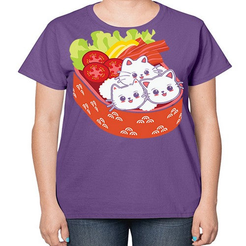 Kawaii Cat Boxed Lunch Anime Anime 266# - anime-  Ladies T-Shirt