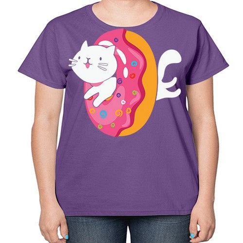 Kawaii Cat Donut Anime Lover Anime 267# - anime-  Ladies T-Shirt