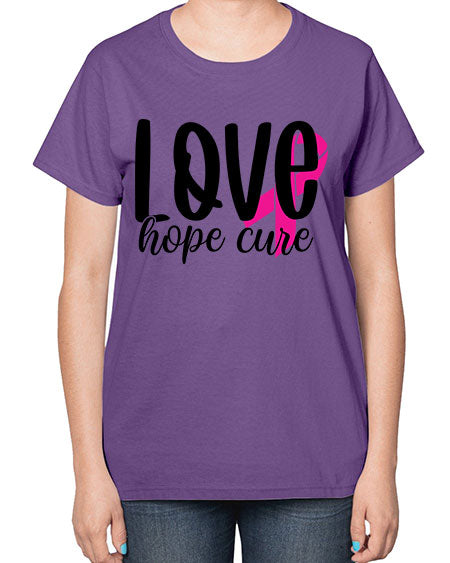 Love Hope Cure 13# - breast cancer-  Ladies T-Shirt