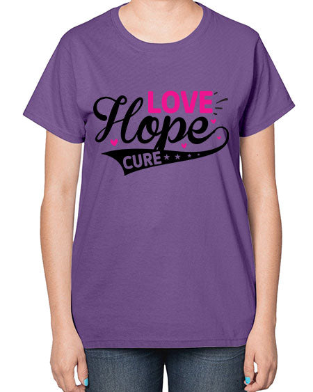 Love Hope Cure 14# - breast cancer-  Ladies T-Shirt