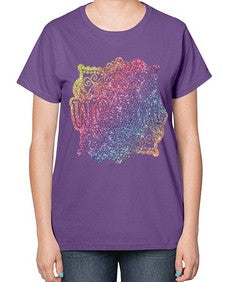 Mandala Wisdom Rainbow Glitter 764# - mandala-  Ladies T-Shirt