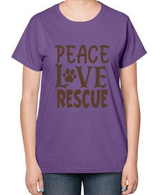 Peace Love Rescue Style 23# - cats-  Ladies T-Shirt