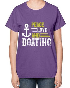 Peace Love and Boating 33# - boats-  Ladies T-Shirt