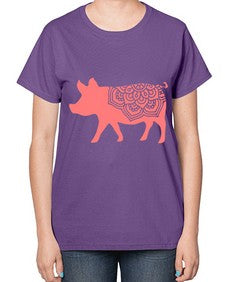 PigMandala 985# - mandala-  Ladies T-Shirt