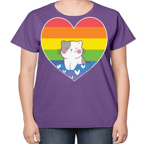 Pride Cat LGBT Kawaii Cats Anime 276# - anime-  Ladies T-Shirt