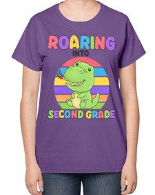 Roaring to second Grade Trex 772# - second grade-  Ladies T-Shirt