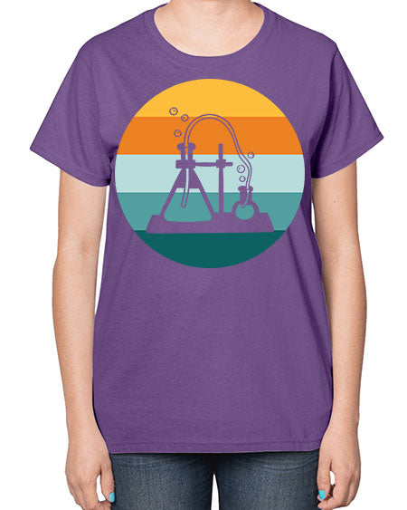 ScientistRetroSunsetScientistSkinite Scientist Skinite 39# - general science-  Ladies T-Shirt