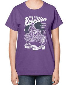 Skull Motorbiker 1059# - skull and bones-  Ladies T-Shirt
