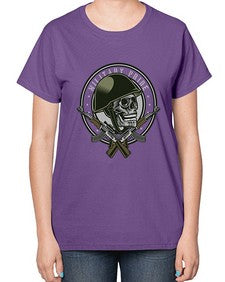 Skull Soldier 1066# - skull and bones-  Ladies T-Shirt