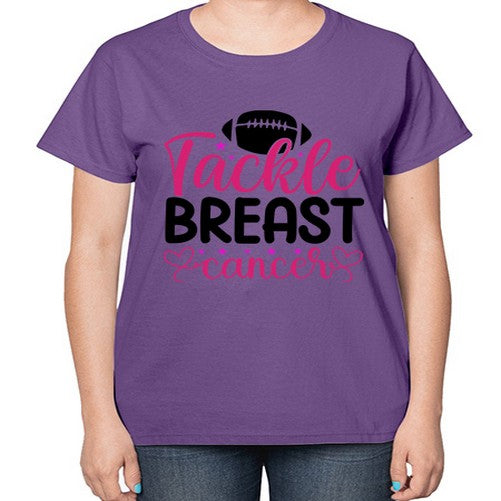 Tackle Breast Cancer 4# - breast cancer-  Ladies T-Shirt