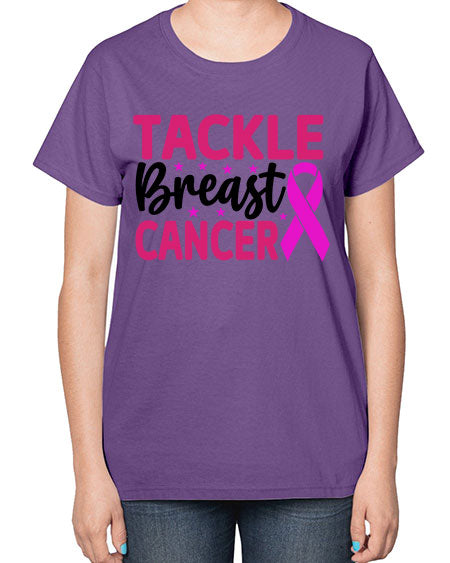Tackle Breast Cancer 5# - breast cancer-  Ladies T-Shirt
