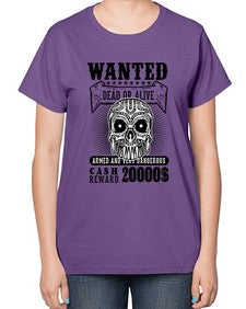 Wanted 1204# - skull and bones-  Ladies T-Shirt
